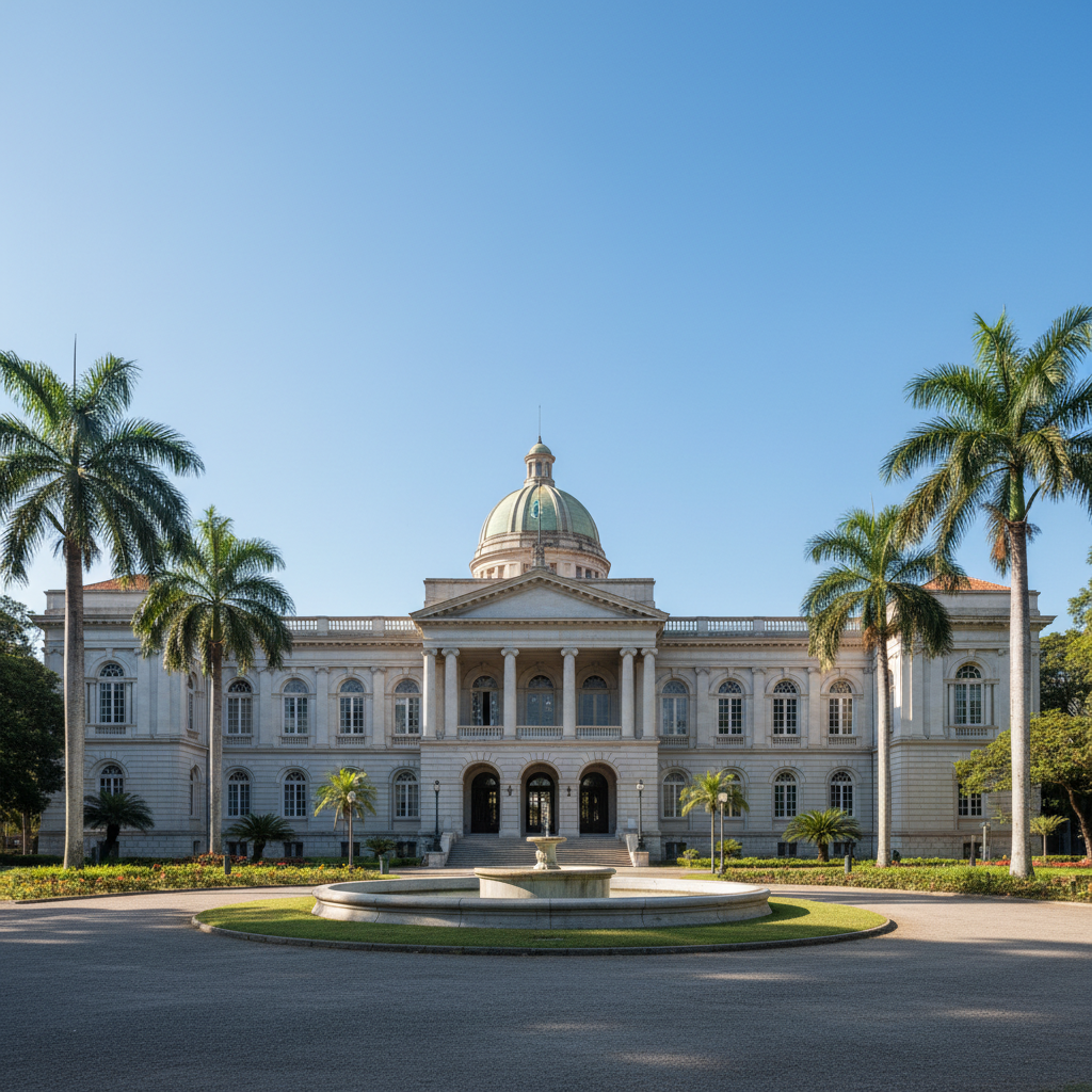Visão panorâmica do Palácio Guanabara, sede do governo do Rio de Janeiro.