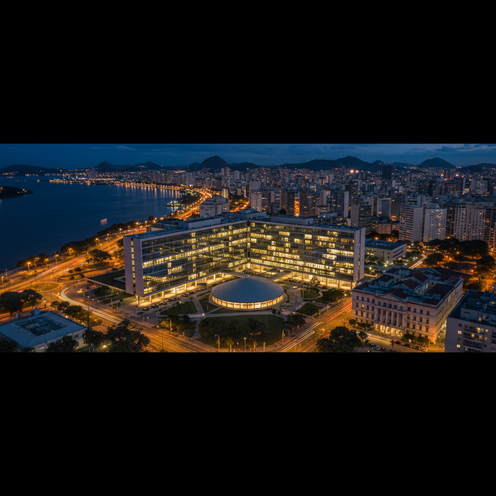 Alerj iluminada, simbolizando o impacto da decisão do STF na política do Rio.