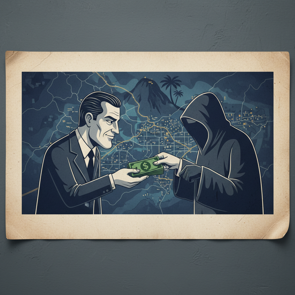 Ilustração de corrupção envolvendo deputados e jogos ilegais no Rio de Janeiro